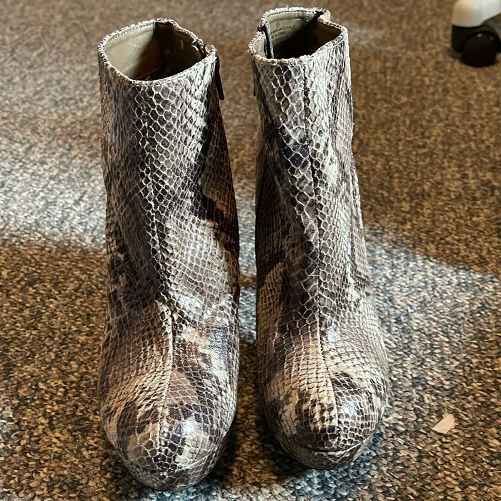Never worn platform stiletto snake skin ankle booties